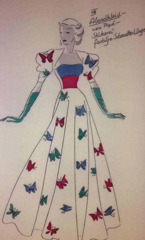 Das Plauener Spitzenmuseum - Entwurf eines Kleides aus den 30er Jahren