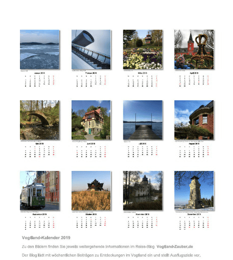Vogtland Kalender 2019