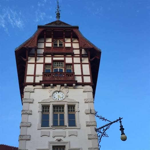 Der Uhrenturm am Wirtschaftsgebäude Theresienstein in Hof